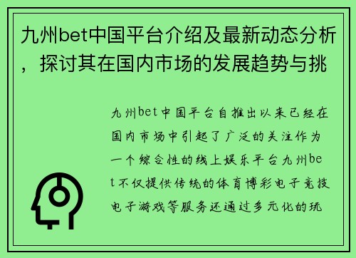 九州bet中国平台介绍及最新动态分析，探讨其在国内市场的发展趋势与挑战